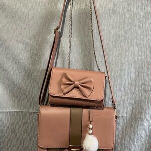 Elegant Pink Bow Accent Women's Bag